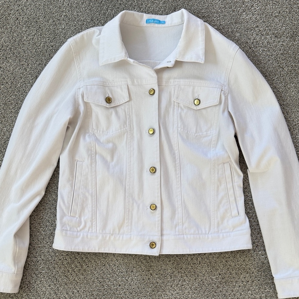 J. McLaughlin White Stretch Jean Jacket